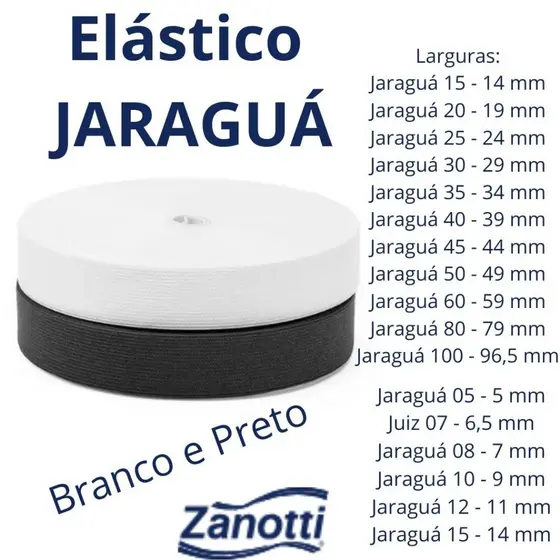 Elástico Zanotti JARAGUA Preto e Branco - 25 mts e 100 mts
