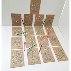Kit 17 Moldes Placas Estêncil em MDF 3mm Safari Animais com Caixa