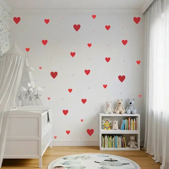 Adesivos de Corações Delicados para Quarto Infantil – Em Vinil