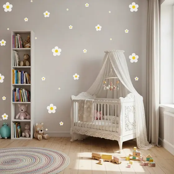 Adesivos de Flores Delicadas para Quarto Infantil – Em Vinil