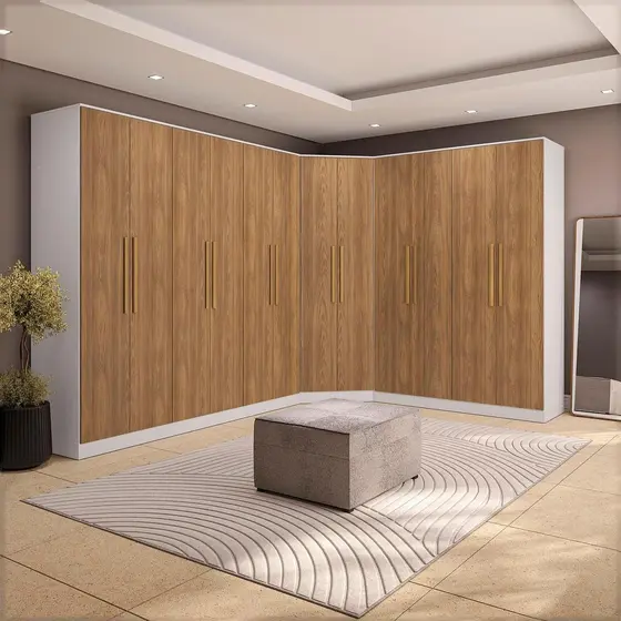 Quarto Modulado Kappesberg Adapt Branco/Nogueira 12 Portas 342cm x 263cm