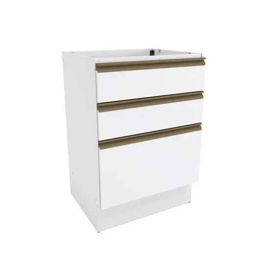 Balcão 3 Gavetas Kappesberg Celeste 100% MDF Branco 60cm