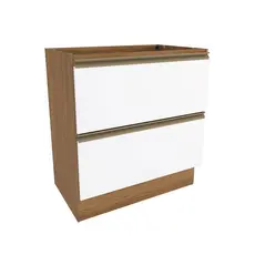 Balcão 2 Gavetas Kappesberg Celeste 100% MDF Nogueira/Branco 80cm