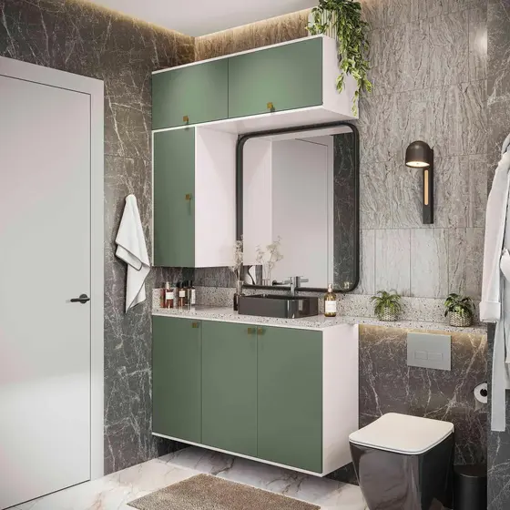 Conjunto para Banheiro Kappesberg Celeste 4 Peças Branco/Verde 120cm