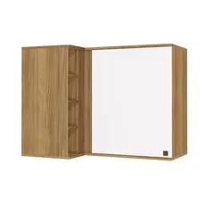 Armário Aéreo de Canto Reto Celeste Kappesberg 100% MDF 1 Porta 4 Nichos Nogueira/Branco 98cm
