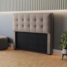 Cabeceira Cama Box Casal Kappesberg Veludo Cinza Claro 140cm
