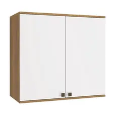 Armário Aéreo Celeste Kappesberg 100% MDF 2 Portas Nogueira/Branco 80cm