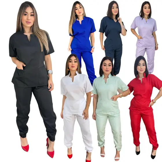 Pijama Cirúrgico Hospitalar Feminino Jogger Scrubs Gabardine