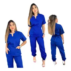 Pijama Hospitalar Cirúrgico Feminino Jogger Scrubs Gabardine