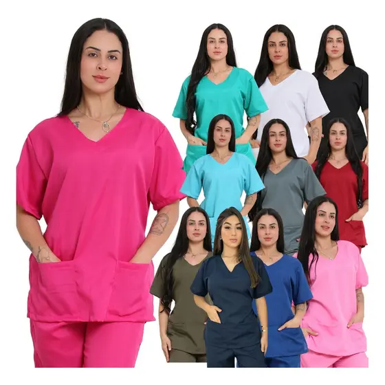 Scrubs Blusa Bata Acinturada Pijama Cirurgico Hospitalar Vet