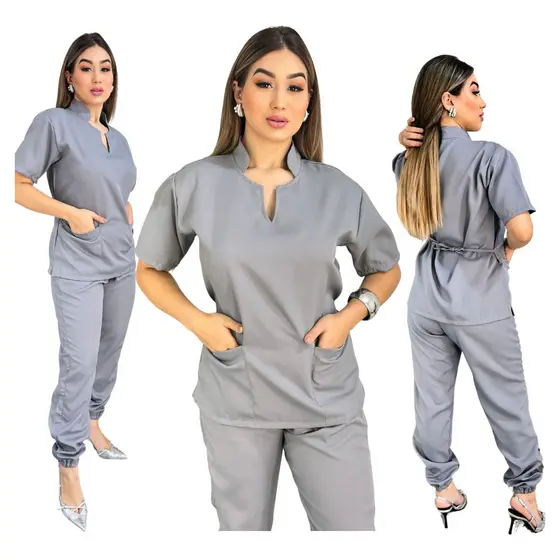 Pijama Hospitalar Cirúrgico Feminino Gabardine Jogger Scrubs