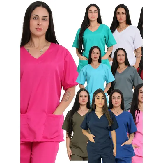 Scrubs Blusa Bata Enfermagem Medicina Cuidadora Pijama Oxford