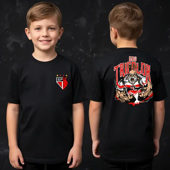 Camiseta Infantil De Time  Sou Tricolor  São Paulo Camisa De Menino e Menina 100% Algodão Lançamento
