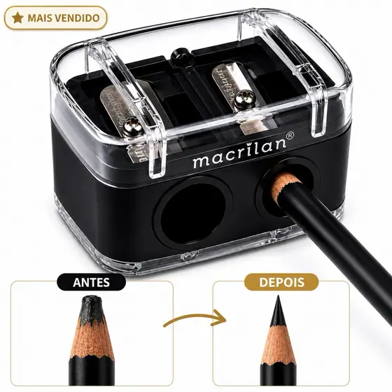 Apontador Duplo Macrilan AP-01 - Tampa Coletora e Fácil de Usar