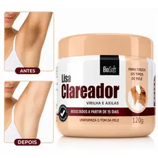 Creme Lisa Bio Soft Clareador de Virilha e Axilas - Clareamento, Redução de Manchas, Melhora Textura