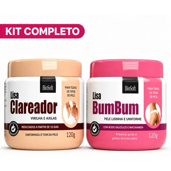 Kit Lisa Clareador + Lisa BumBum Clareia Axilas Virilha Uniformiza Pele Foliculite Envio Imediato