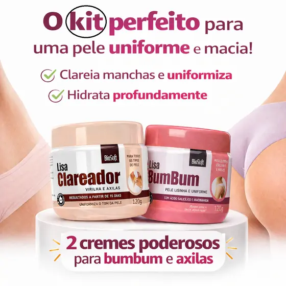 Lisa Clareador + Lisa Bumbum – Padrão Profissional para Pele Perfeita em Casa /Fácil de usar