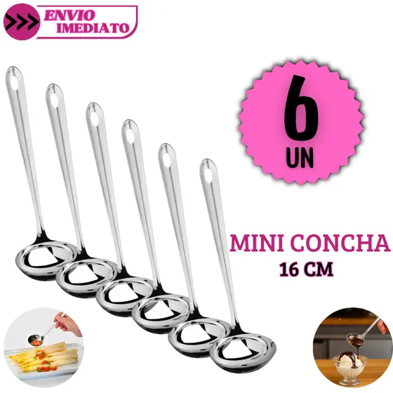 Mini Concha Inox 6 /4 ou 2 Unidades Concha Pequena Sobremesa Molhos Caldas Aço Inoxidável Elegância