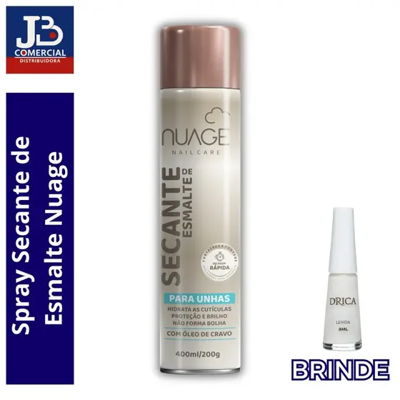 Spray Secante de Esmalte para Unhas 400ml NUAGE + Brinde Esmalte Lenda Drica