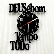 Relógio de Parede Moderno Deus é Bom o Tempo Todo MDF Decoração Sala Quarto Cozinha Lazer