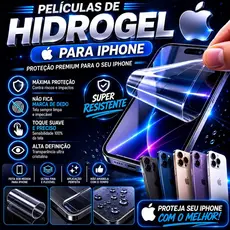 Pelicula Hidrogel PREMIUM HD TRANSPARENTE para todos os iphones 11. 12. 13. 14. 15. 16. 17 pro max