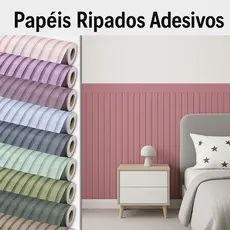 Papel De Parede Adesivo Ripado Infantil Meia Parede Auto Adesivo — Fácil De Aplicar