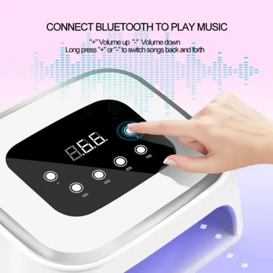 Cabine De Led De Unhas 110V/220V Bivolt Com Alto-falante Bluetooth Forninho De Unha Cabine Música