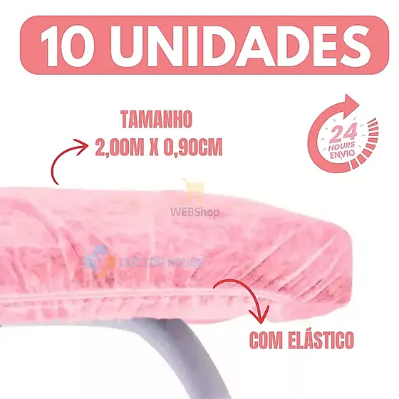 Lençol Descartável TNT Rosa Maca 2,00x0,90 C/ Elástico 10 Unidades Anvisa Soft Gramatura Leve