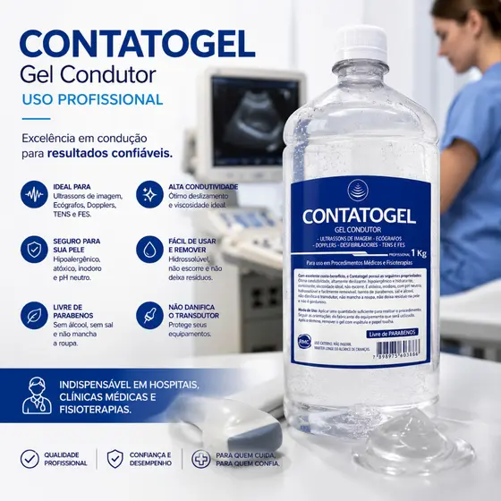 Gel Condutor Para Ultrassom Incolor 1kg TENS FES Fisioterapia Estética RMC
