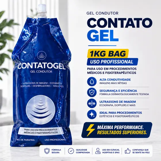 Gel Clinico Contato Condutor Ultrassom Incolor 1kg Bag Tens Fes RMC