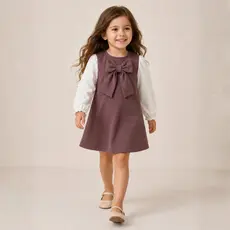 Vestido Infantil com Laço Flannel Rose