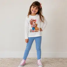 Conjunto Infantil Feminino Blusa Suede Premium e Legging Cotton Jeans Confortável