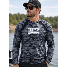 Camiseta de Pesca  Camuflada Recorte Proteção UV50 Steel Fish Caça Manga Longa