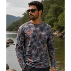 Camisa de Pesca  Folhas Proteção UV50  Térmica Caça Esporte