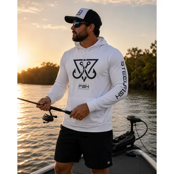 Camisa de Pesca Masculina UV50+ Com Capuz Poliamida Proteção Solar
