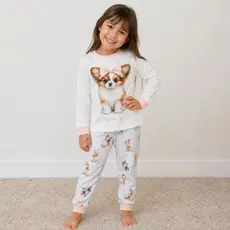 Pijama Infantil Feminino Cachorrinho Suede Premium Macio Inverno Menina