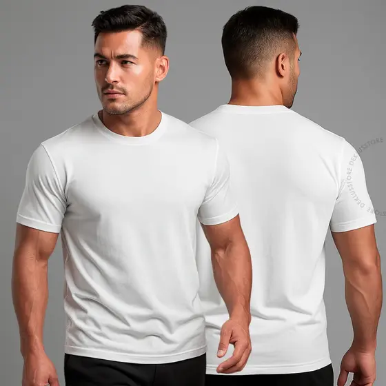 Camiseta Masculina Básica Branca Conforto Respirável  Premium
