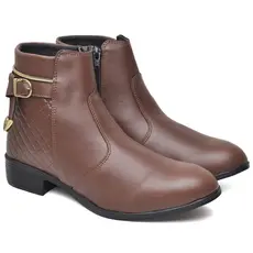 Bota Feminina Coturno Botinha Montaria Cano Curto com Zíper sem cadarço Moda Confortável