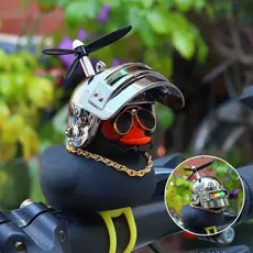 Pato Patinho de Borracha Amarelo e Preto com Capacete Decoração de Moto carro Enfeite Decorativo para Veículos