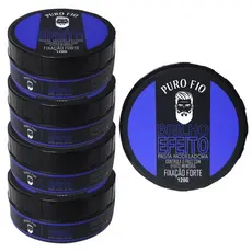 Kit 5x Cera Modeladora Efeito Brilho Puro Fio 120g Fixação Forte Pasta Modeladora Profissional Cabelo Barba Bigode Envio