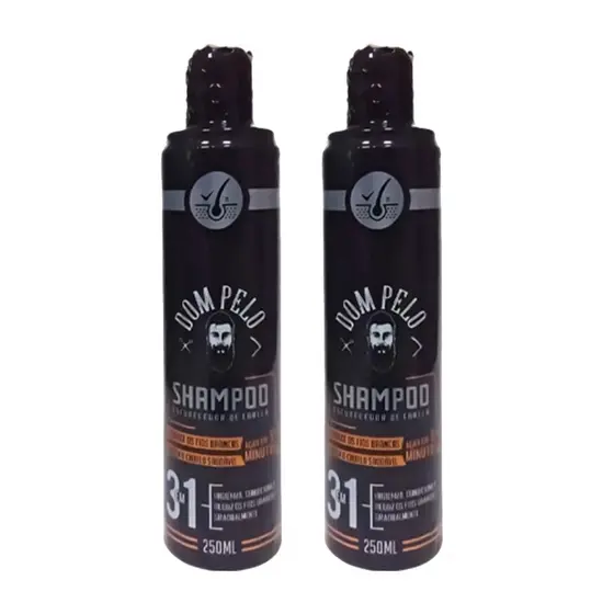 Kit 2 Shampoo Escurecedor Dom Pelo Nova formula 250ml 3 em 1 Cabelo, Barba, Bigode, Pronta Entrega Envio Imediato