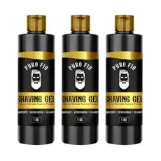 kit 3x Shaving Gel De Barbear Mentol Puro Fio 1kg Profissional - Barba Suave Sem Irritações - Envio Imediato