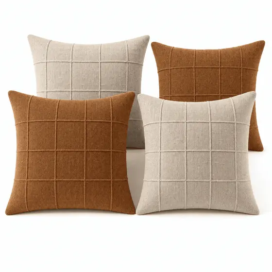 Kit 4 Capas de Almofada Decorativa Linho 40x40 Zíper Rústica Toque Macio Sofá Sala Quarto Decoração