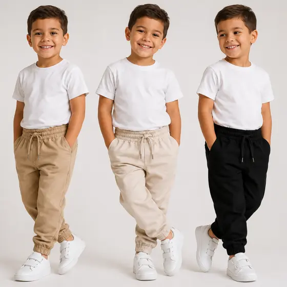 Kit 3 OU 1 Calça Jogger Infantil Menino Com Cordão Elástico Bolsos Funcionais Confortável