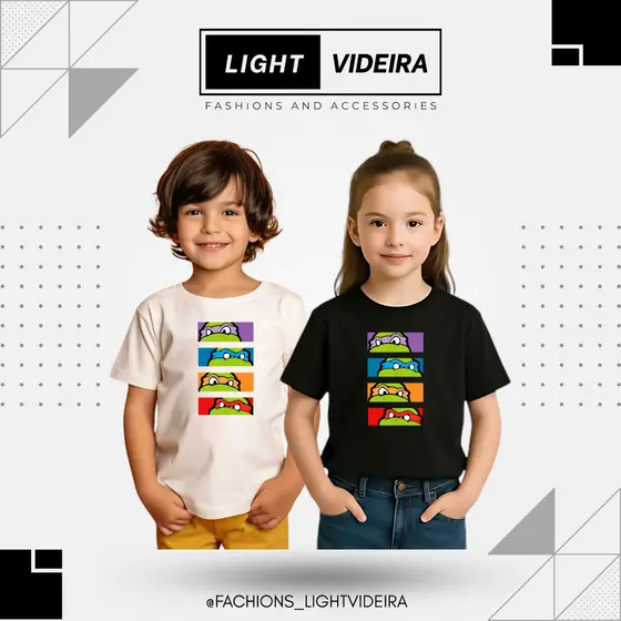 Camiseta Tartarugas Ninja Infantil e Adulto Unissex 100% Algodão Estampa Geek Nerd, Variedades de cores