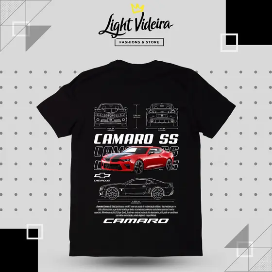 Camiseta Camaro RS 100% Algodão, Unissex, Estampa Exclusiva, Modelos Bege, Branco e Preto, Estilo e Conforto