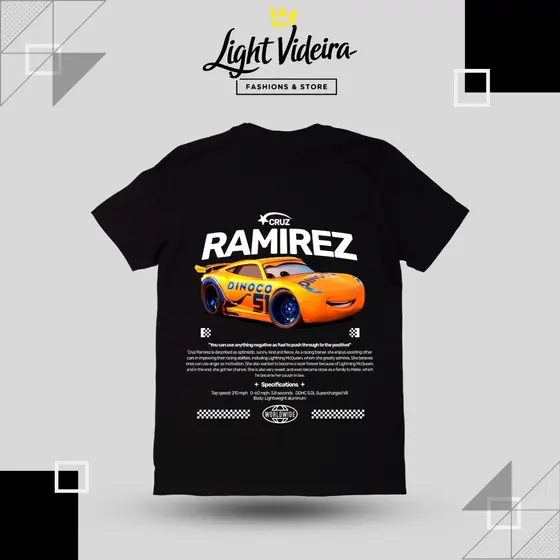 Camiseta Dinoco, Ramirez e Hicks Filme Cars, Camisa 100% algodão Premium, Turma do Relâmpago McQueen Personagem, Unissex