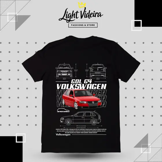 Camiseta Gol g4 Volkswagen, 100% Algodão Premium, Camisa Unissex, Estampas de alta qualidade, blusa varias cores