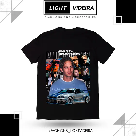 Camiseta Velozes & Furiosos Paul Walker, Estilo Streetwear, Camisa 100% Algodão premium, Unissex, Variedade de cores