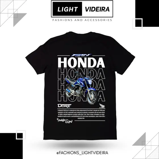 Camiseta Honda Fan e Titan 160, Camisa para paixonados por Motos, Conforto e Estilo 100% Algodão, Estampa Exclusiva